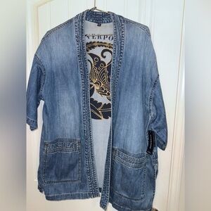 Liverpool Denim Kimono Jacket  inside Graphic Design